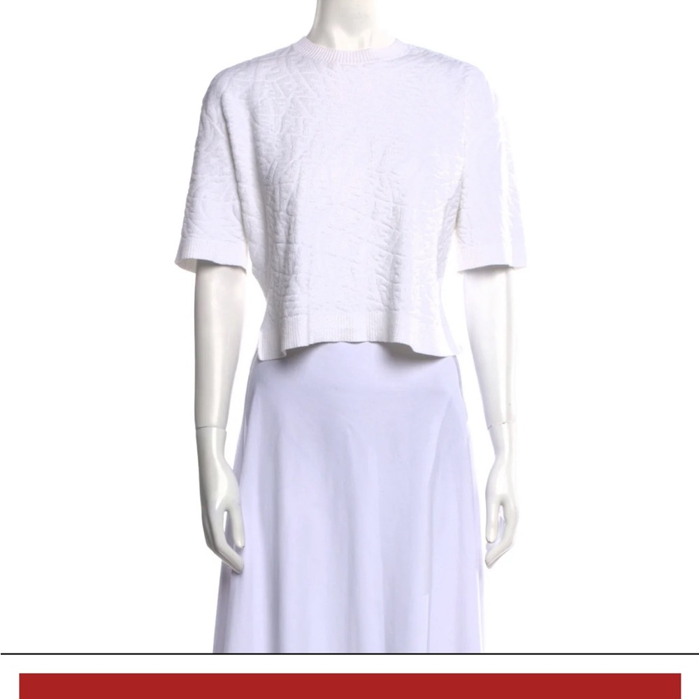 Fendi White Textured Crop Top